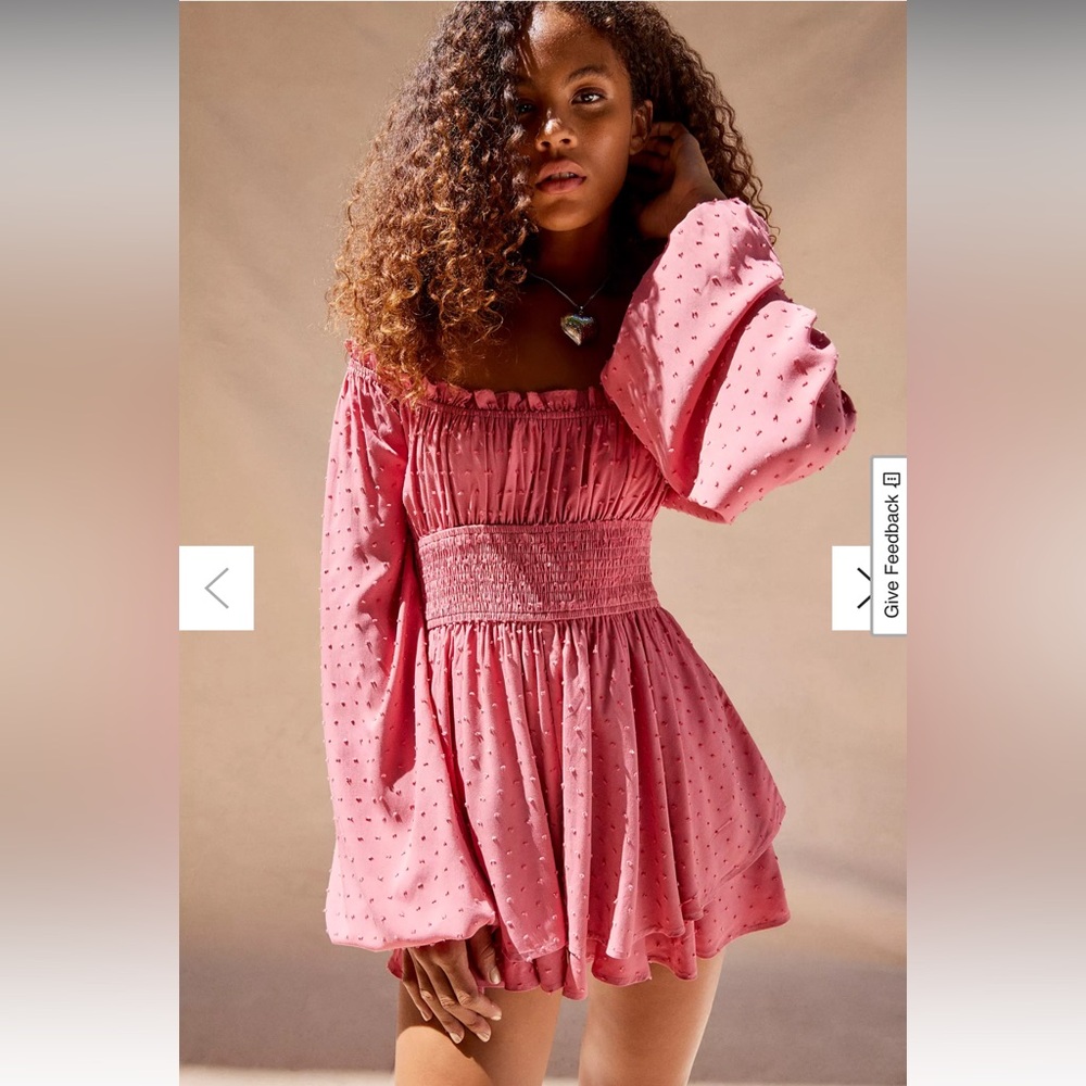 Urban Outfitters Clip Dot Smocked Long Sleeve
Romper